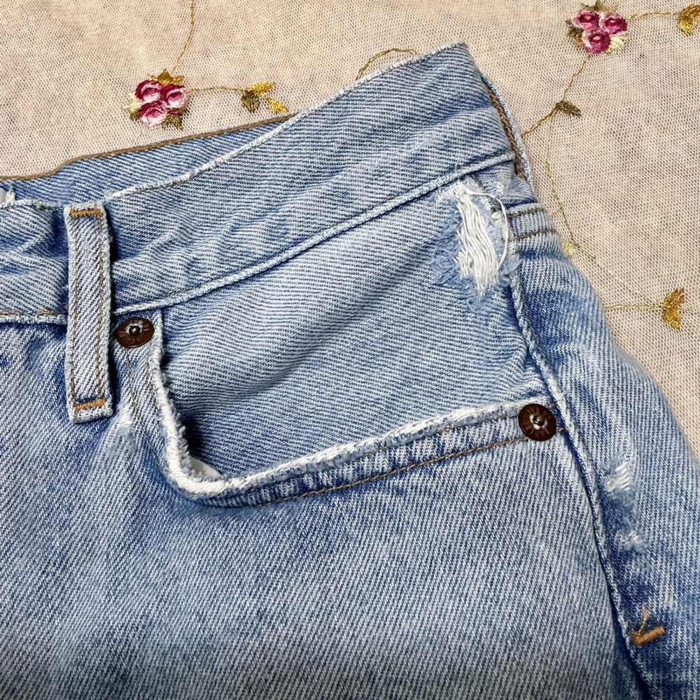 AGOLDE‎ 90s High Rise Straight Leg Crop Light Wash Raw Hem Jeans Size 23 - Picture 12 of 12